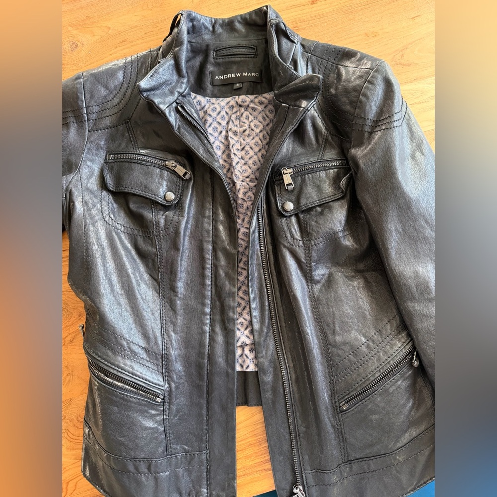 Andrew Marc Black Leather Jacket